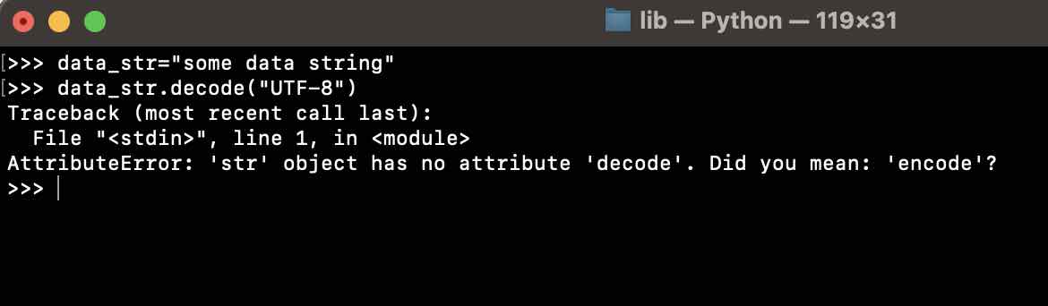 AttributeError- str object has no attribute decode. Did you mean- encode